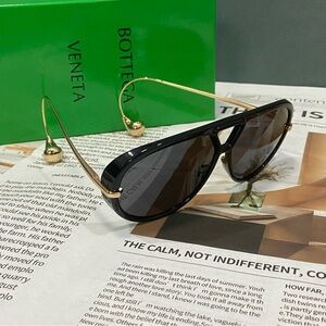 Bottega Veneta Black and Gold Sunglasses